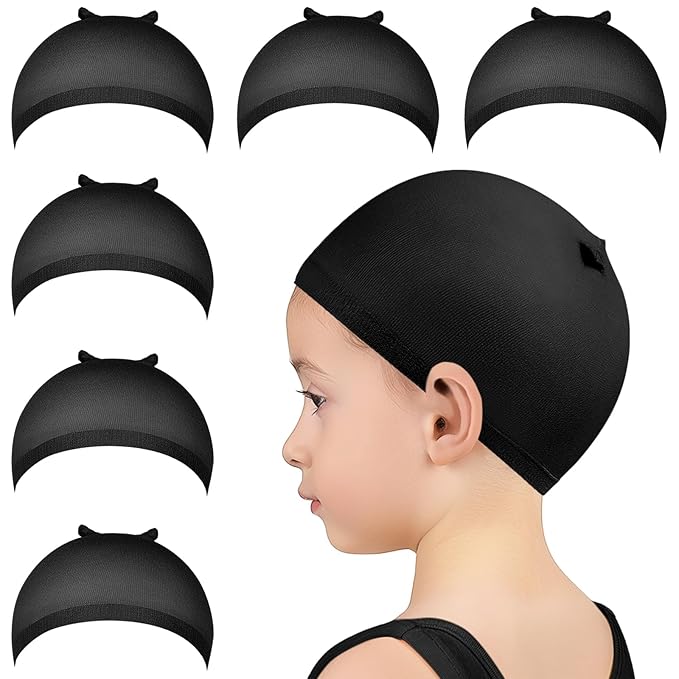 MORGLES Wig Cap, 6PCS Small Wig Cap for Kids Black